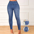 Fashionable, Versatile Printed Denim-style Leggings