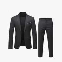 Mens Solid-Colored Suit Formal Gentlemans Suit Set