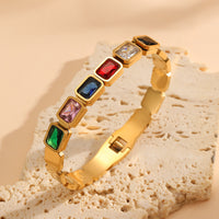 Fashionable Titanium Steel Vacuum-Plated Square Diamond Bracelet