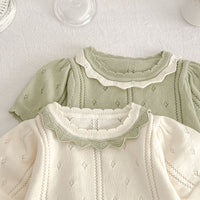 Hollow Knitted Short Sleeve Set