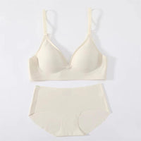 Korean Naked Extended Bra Set Ladies' Traceless Rim-free Underwear Thickened Small Breasts Gathering