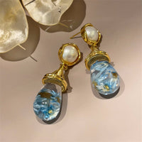 Colorful Dried Flower Amber Earrings