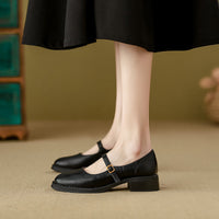 Thick-soled Extra Height, Black Leather Shoes