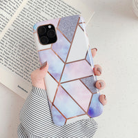 Electroplated geometric marble phone case