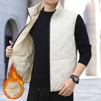 Autumn And Winter Men's Stand Collar Fleece-lined Thickened Lamb Wool Vest