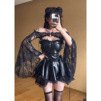 Women's Lace Patchwork Strapless Dress Two-piece Set