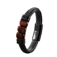Stainless Steel Magnetic Clasp Braided Leather Bracelet
