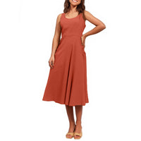 Pocketless Sleeveless Crew-Neck Elegant Womens Dress