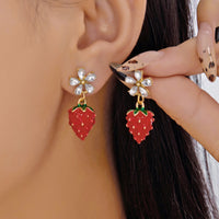 Creative Design Strawberry And Cherry Heart Earrings