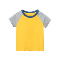 Contrast Sleeve Solid Color Patternless Baby Clothes