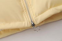 English Letters Printed Street Stand Collar Two-way Loose Zip Cotton-padded Coat