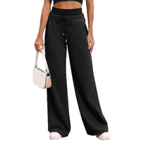 Wide-leg Ribbed High-waist Athletic Pants Loose-fitting And Slimming