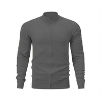 Stand Collar Casual Sports Sweater Solid Color Zipper Sweater