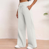 Wide-leg Ribbed High-waist Athletic Pants Loose-fitting And Slimming