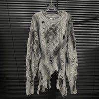 Irregular Ripped Sweater Women's Vintage Knitted Top