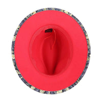 Stylish Leaf-Print Sun-Protective Wide-Brim Gentlemans Hat