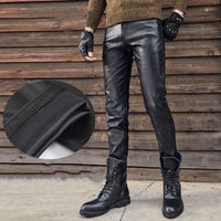 New Arrival Genuine Leather Retro  Slim Fit Biker Pants