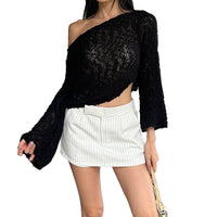 Women's Autumn Leisure Solid Color Hollow-out Loose Top