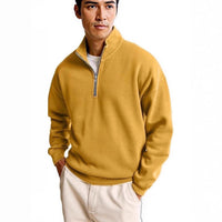 Simple Loose Long Sleeve Men's Zipper Solid Color Stand Collar Sweatshirt