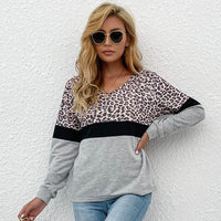 Leopard-print V-neck Casual Top For Women
