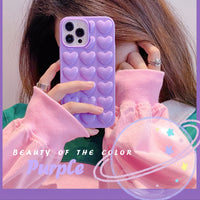 Solid Color Stereo Heart Mobile Phone Shell