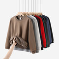 Heavy Chinese Cotton Round Neck Sweater Solid Color Korean Style Loose Casual Long Sleeves