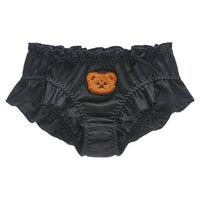 Cute Bear Embroidered Underwear Solid Color Milk Silk