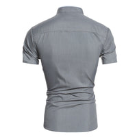 Men's Pure Color Simple Casual Korean-style Slim-fit Short-sleeved Shirt