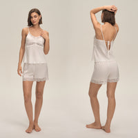 Womens Two-Piece Suspender Shorts Pajama Set Summer Loungewear Set