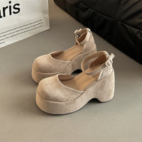 Retro Closed Toe All-match Buckle Women's Thick Heel Shoes Fashion
