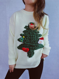 Flocking Loose New Year Red Sweater For Women