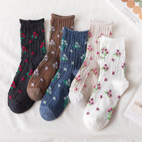 Curled Small Floral Cotton Socks For Pregnant Women Middle Aged And Elderly