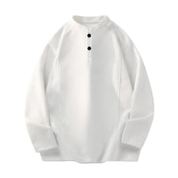 American Style Henry Collar Sweatshirt Long Sleeve Women's Base Layer