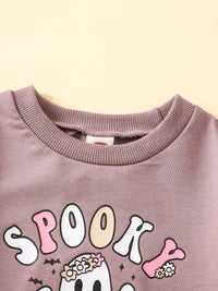 Halloween Letter Print Long Sleeve Round Neck Triangle Rompers Infant