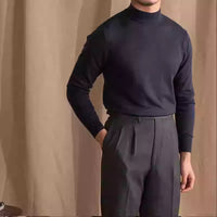 Soft Glutinous Skin-friendly Wool Mock Neck Sweater Gentleman