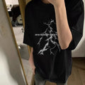 Mens Lightning-Print Cropped Short-Sleeve T-Shirt