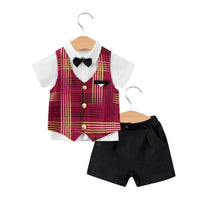Summer Short-sleeved Children's Gentleman Two-piece Suit Male Baby Clothes