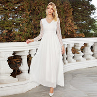 Lace V-neck Fashion Dress Chiffon Wedding Clothes