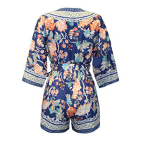 Printed V-Neck  Sleeve Loose Casual Resort Jumpsuit
