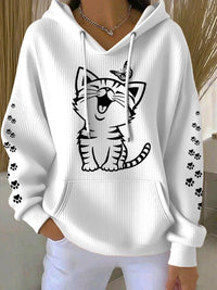 Women's 3D Printed Casual Waffle Hoodie