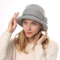 Fashion Knitted Thicken Warm Mother Hat Flower Fashion Female