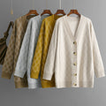 V-neck Cardigan Sweater Casual Loose Diamond Plaid Sweater Coat