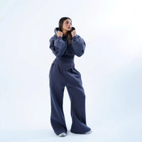 Womens Slim-fit Waist-cinching Hoodie And Drawstring Pants Two-piece Set