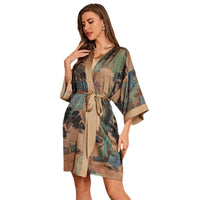 Luxury Three-quarter-sleeve Cooling Nightgown Loungewear For Women