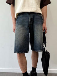 Washed Do The Old Cowboy Shorts Men's Loose Straight Shorts
