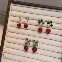Creative Design Strawberry And Cherry Heart Earrings