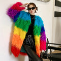 Contrast-color Plush Patchwork Coat Winter Lambswool Coat