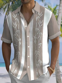 Pocket Short-sleeved Shirt Fashionable Casual Button Cardigan 3D Digital Printing Beach Vacation Men's Shirt