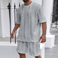 Men's Wheat Grain Tassel Type Comfortable 2-piece Set Knitting Suit