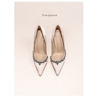 Women's Stiletto Pointed Toe French Style Rhinestone High Heels